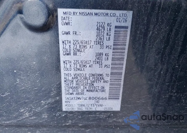 5N1AT2MV7GC800666: 76860005