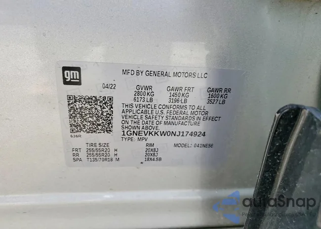 1GNEVKKW0NJ174924: 75538265