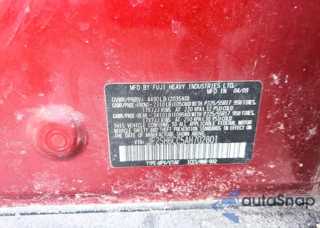 JF2SH6CC5AH702801: 77006505