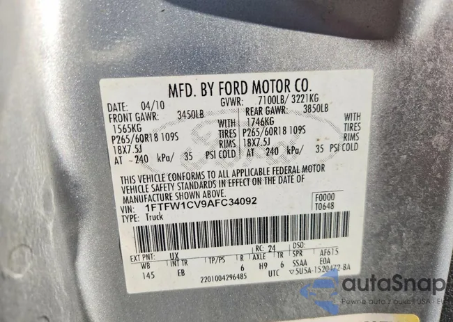 1FTFW1CV9AFC34092: 76615965