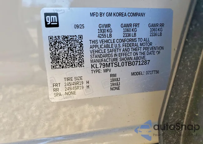 KL79MTSL0TB071287: 75502745