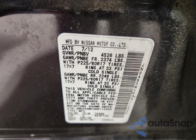 JN8AS5MV0DW110345: 76724525