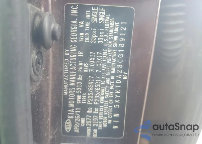 5XYKTDA23CG189121: 77670485