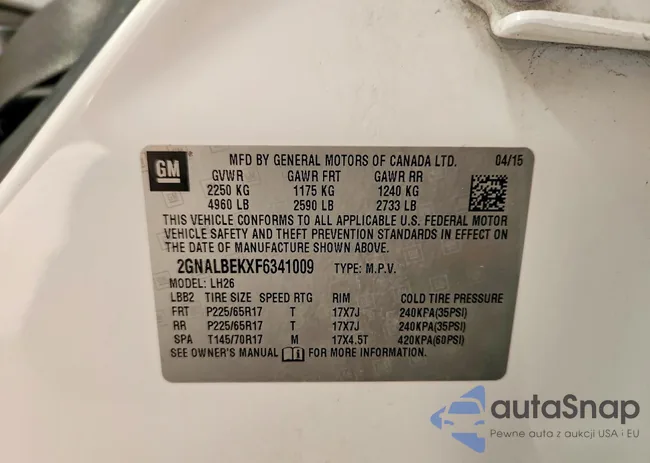 2GNALBEKXF6341009: 75706305