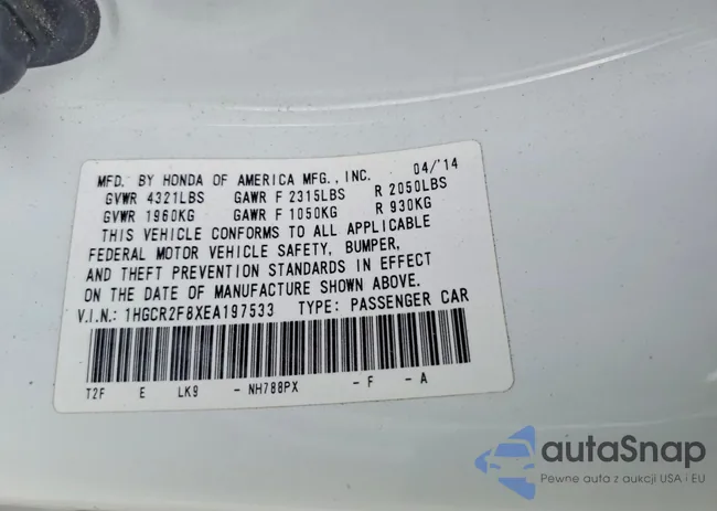 1HGCR2F8XEA197533: 77130555