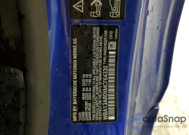 WBA13AR0XMCF64330: 74927475