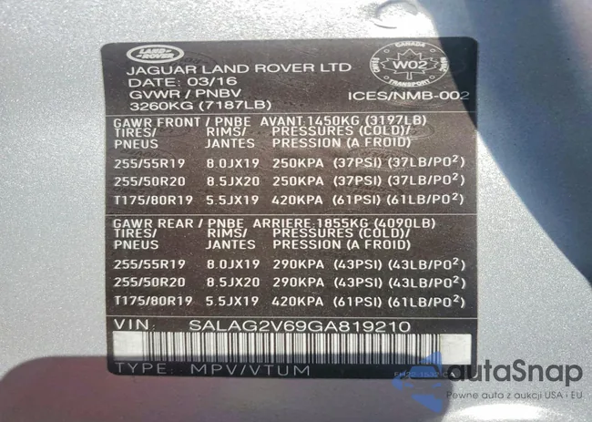 SALAG2V69GA819210: 77666935