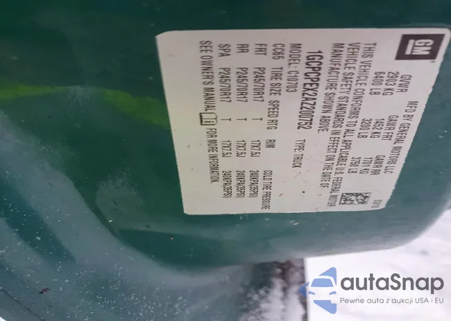 1GCPCPEX2AZ200752: 75248195