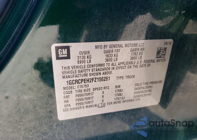 1GCRCPEH2FZ156261: 77301295