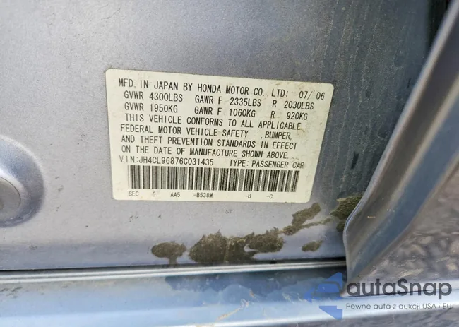 JH4CL96876C031435: 77820805