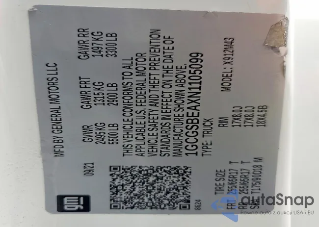 1GCGSBEAXN1105099: 79034995