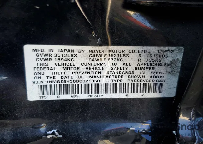 JHMGE8H30DC021950: 75710935