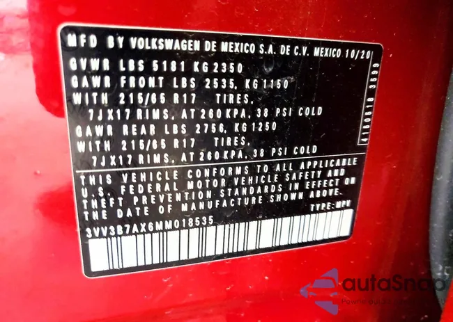 3VV3B7AX6MM018535: 78870975