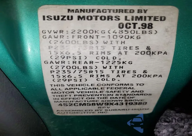 4S2CM58W9X4319380: 77810105