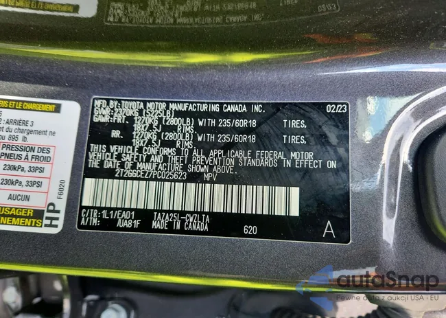 2T2GGCEZ7PC025623: 78209265