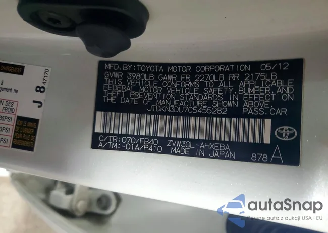 JTDKN3DU7C5455282: 74944785