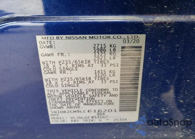 5N1DR2CM9LC616201: 75435545