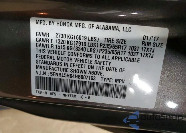 5FNRL5H64HB007163: 76394355