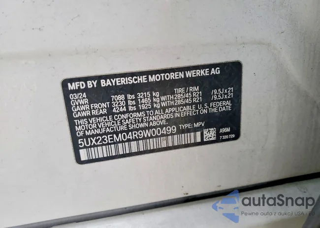 5UX23EM04R9W00499: 98943675