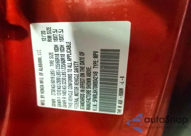 5FNRL6H78MB042149: 74921445