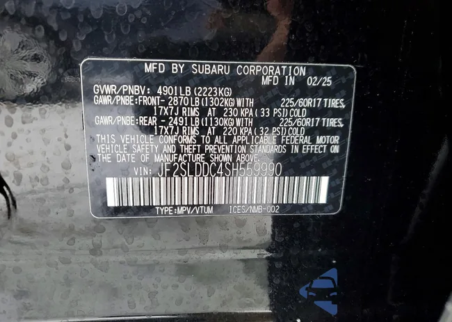 JF2SLDDC4SH559990: 75445935