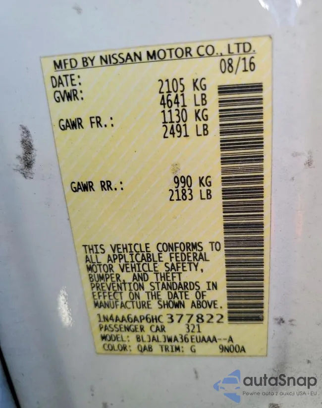 1N4AA6AP6HC377822: 41627556