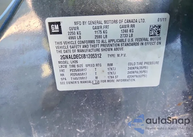 2GNALDEC6B1205312: 76975485