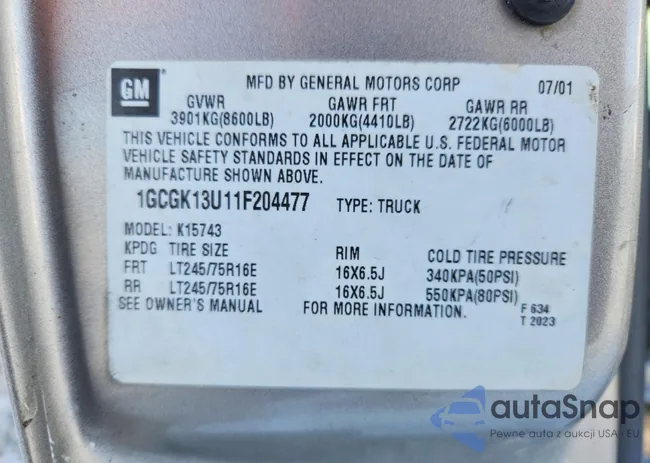 1GCGK13U11F204477: 77845785