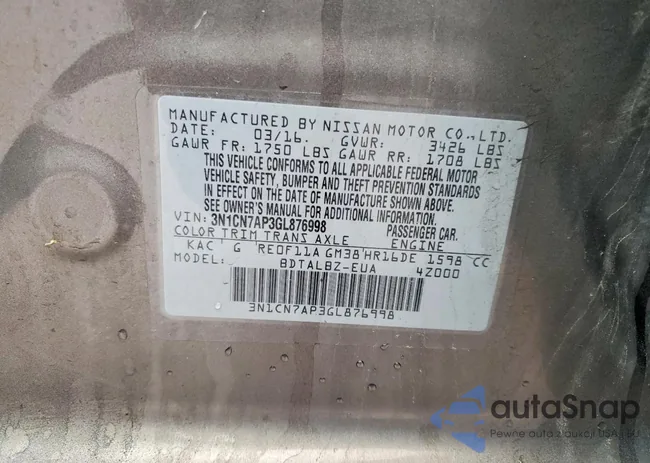 3N1CN7AP3GL876998: 77553955