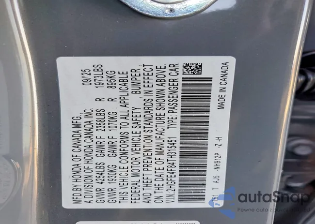 2HGFE4F84TH315451: 77188565