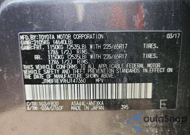 JTMBFREV9HJ147360: 77134615