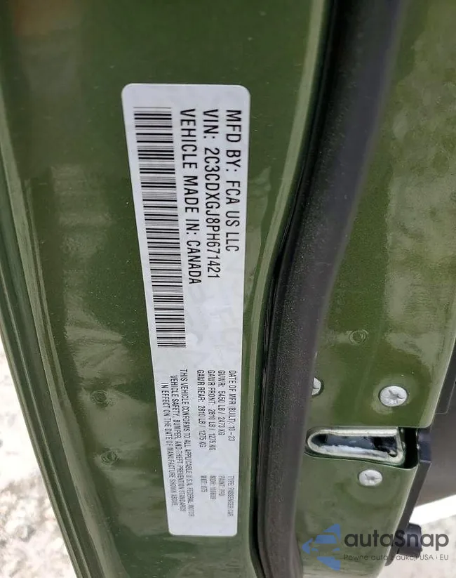 2C3CDXGJ8PH671421: 76185095