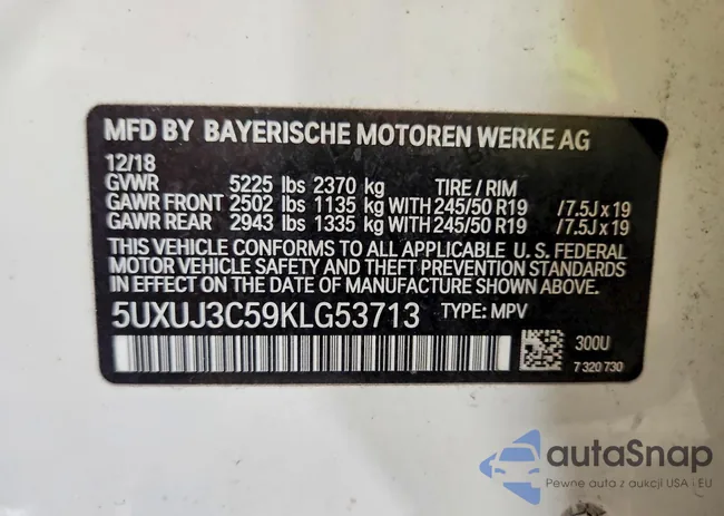 5UXUJ3C59KLG53713: 79230125