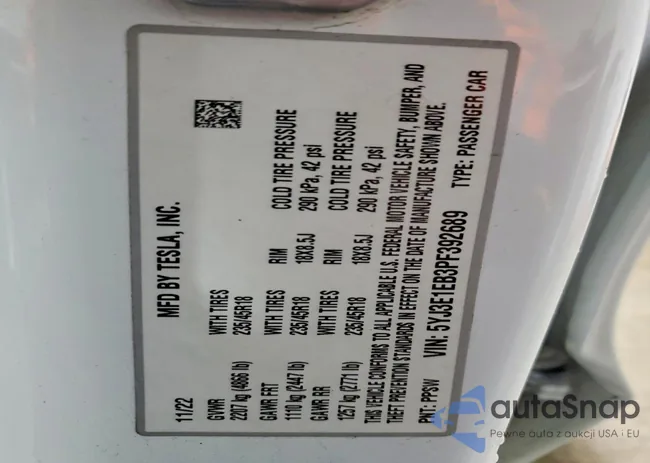 5YJ3E1EB3PF392689: 75705815