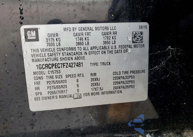 1GCRCPEC7FZ427481: 78687985