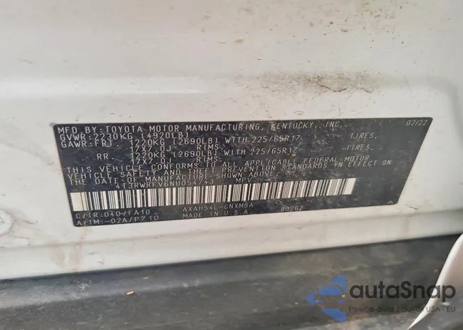 4T3RWRFV6NU054743: 76032855