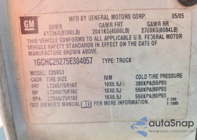 1GCHC29275E304057: 78281255