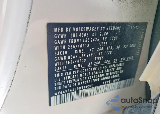 WVGAV3AX5DW560341: 78157125