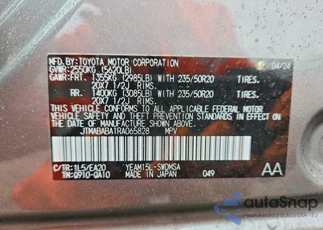 JTMABABA1RA065828: 77897295