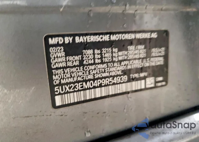 5UX23EM04P9R54939: 74651185