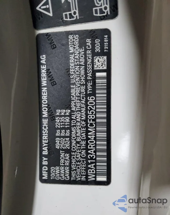 WBA13AR04MCF85206: 77306835