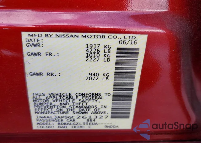 1N4AL3AP9GC261327: 98141435