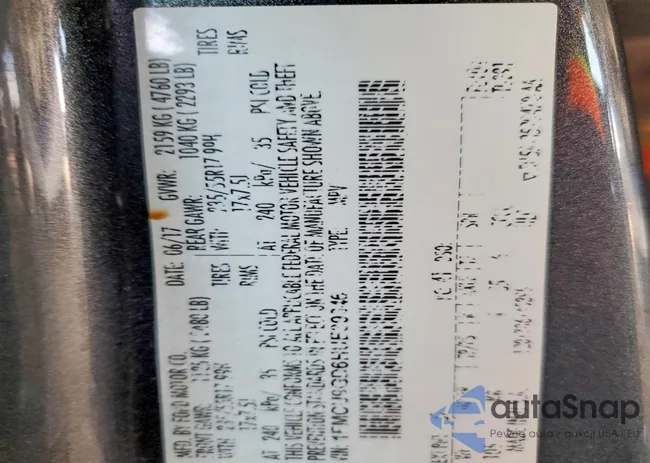 1FMCU9GD6HUE39346: 78695395