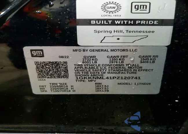 1GKKNML41PZ120741: 75690755