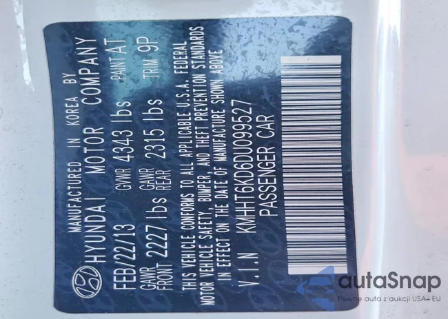 KMHHT6KD6DU099527: 78284485