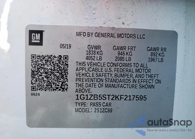 1G1ZB5ST2KF217595: 76526045