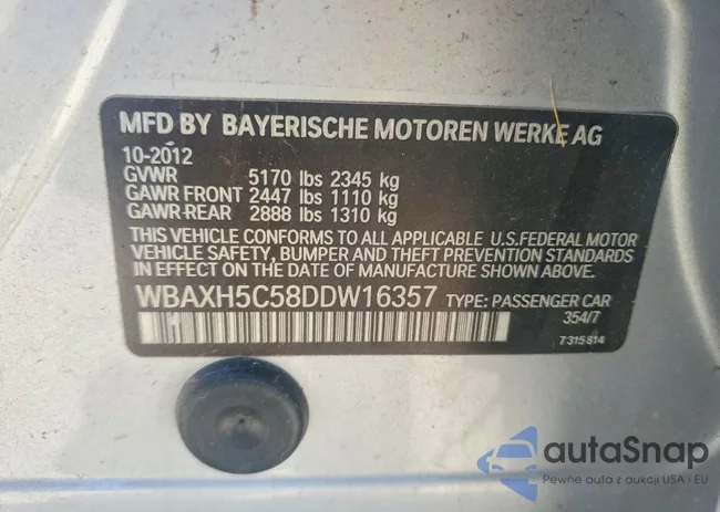 WBAXH5C58DDW16357: 77420465