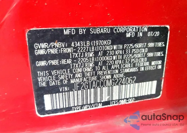 JF2GTACC0MG224062: 75692525