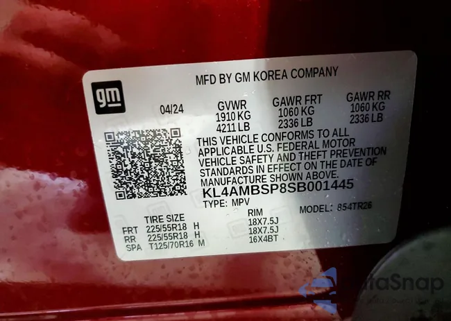 KL4AMBSP8SB001445: 76986085