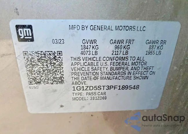 1G1ZD5ST3PF189548: 78311935